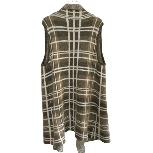 JOSEPH A. - SIZE 1X - LONG LINE OPEN FRONT CARDIGAN  - GRREN & BROWN TONES - Picture 6 of 8